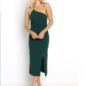 Petal & Pup Xiomar Dress Emerald Green One Shoulder